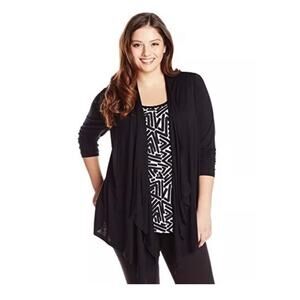KAREN KANE Black White Tank Draped Cardigan Combo Top Sz XL NWT $92 Long Line